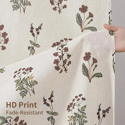 Colorful Star Farmhouse Floral Linen Shower Curtain, Vintage Boho Shower Curtain for Bathroom, French Country Pattern Waterproof Bathroom Curtains, 72" W x 72" L