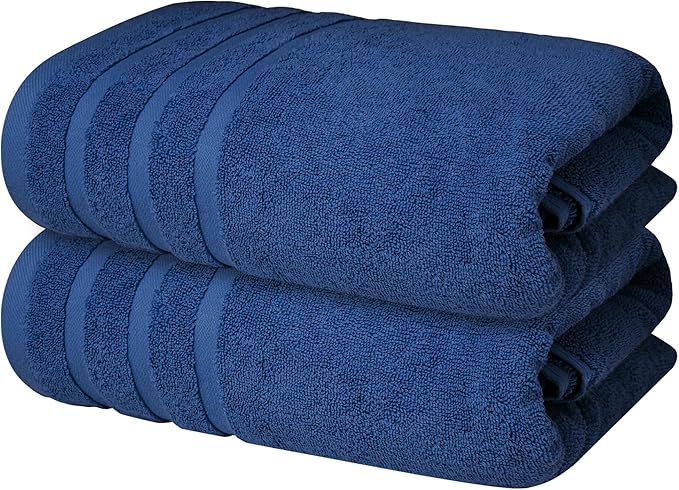 Infinitee Xclusives 100% Ring-Spun Cotton Bath Towels for Bathroom - Pack 2 | Luxury Super Soft, Absorbent & Quick-Drying |27x54 inches| Large Bathroom Towels Set |600 GSM| Gym, Shower, Spa & Hotel Use