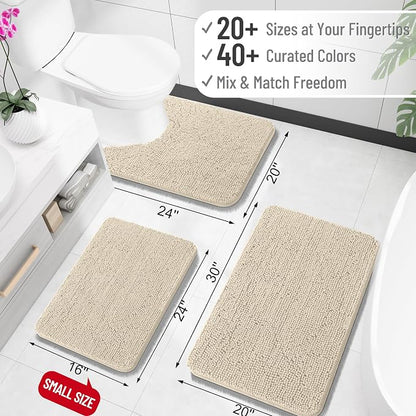 OLANLY Bathroom Rugs 35x24, Extra Soft Absorbent Chenille Bath Rugs | Sand, Quick-Drying Rubber Backing, Machine Washable Bath Mat for Bathroom Floor, Tub and Shower, Home Decor Accessories