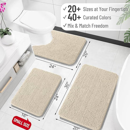OLANLY Large Bathroom Rugs 59x35, Extra Soft Absorbent Chenille Bath Rugs | Sand, Quick-Drying Rubber Backing, Machine Washable Bath Mat for Bathroom Floor, Tub and Shower, Home Decor Accessories