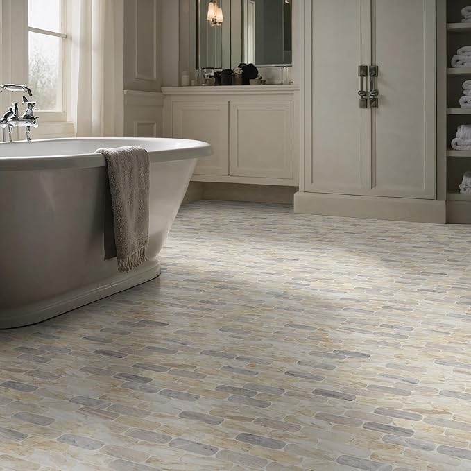 MSI Angora Ellipse 12 in. x 12 in. Polished Marble Mosaic Floor and Wall Tile for Bathroom, Kitchen Backsplash, Accent Wall Tile, and Shower Wall Tile