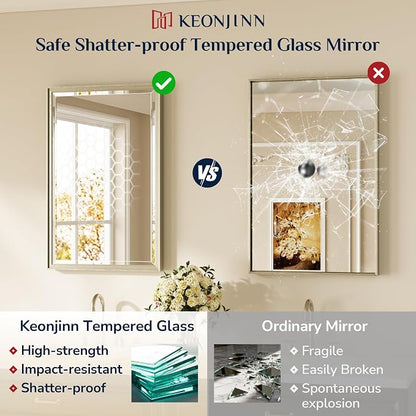 Keonjinn 30" x 36" Brushed Nickel Bathroom Mirrors for Over Sink, Rectangle | Aluminum Alloy Frame, Safe Tempered Glass with Beveled Edge, French Cleat, Silver Vanity Wall Mirror(Vertical/Horizontal)