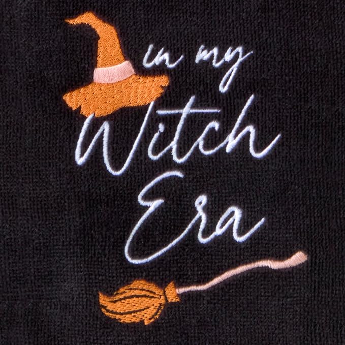 SKL Home Halloween in My Witch Era Hand Towel Set-2pc, 100% Cotton, Black | Soft, embroidered velour. Great for the bathroom, kitchen or bar & holiday gifting.