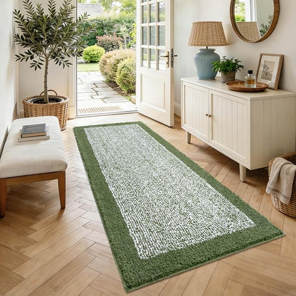 60x24 Long Bathroom Rugs Washable Non Slip, Matcha Green Bath Mat for Bathroom Floor Tub, Soft Absorbent Quick Dry Mats for Shower,Bathtub,Home Decor