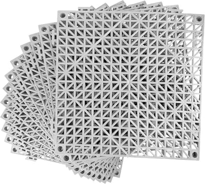 Modular Interlocking Cushion 12 Pack 11.8" x 11.8" Rubber Floor Tiles Non-Slip Splicing Drainage Mats for Deck, Pool, Outdoor Shower, Patio, Balcony, Indoor Bathroom, Kitchen, Yard (Gary)