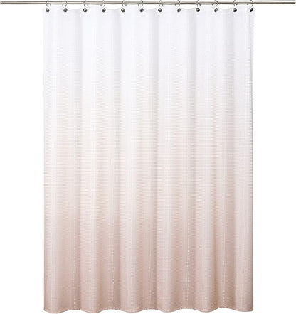 WEST LAKE Pink Waffle Shower Curtain Ombre Decorative Water Resistant No Hook Shower Curtain for Bathroom Hotel Spa with Grommet Machine Washable,Gradient White to Blush 70" Wx72 L