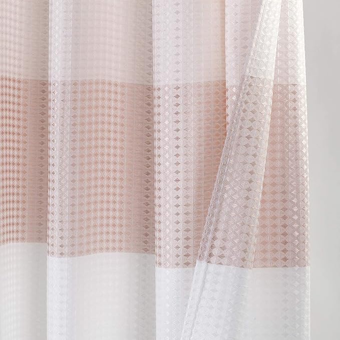 Dainty Home Ombre Waffle Weave Shower Curtain (Blush with 12 Hooks)