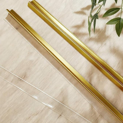 Hicarer 30'' Chrome Framed Shower Door Replacement Drip Rail with Vinyl Sweep, Shower Door Water Deflector with Bottom Seal, Applied Mounting Tape and Screws (Gold)