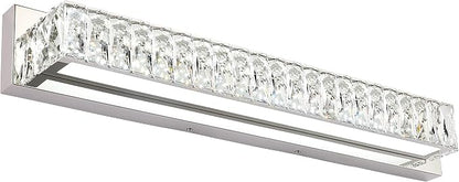 LED Vanity Lights for Bathroom - 30 inch Crystal Modern Vanity Lights - Chrome Bathroom Light Fixtures Over Mirror Cool White Light