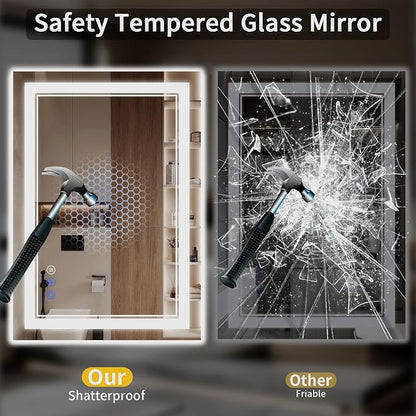 24"x42" LED Bathroom Mirror with Lights, Anti-Fog, Backlit + Front Lit, Dimmable, Led Vanity Mirror for Wall, Lighted Bathroom Mirror, 3 Colors, Shatter-Proof Tempered Glass