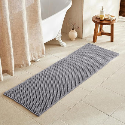 TYUU Waffle Runner Rug Bathroom, Long Boho Bath Mat, 72x24 Grey | Super Absorbent Quick Dry Bath Rug, Non-Slip Backing, Soft Waffle Washable Farmhouse Bathroom Mats, Tub, Shower & Home Decor