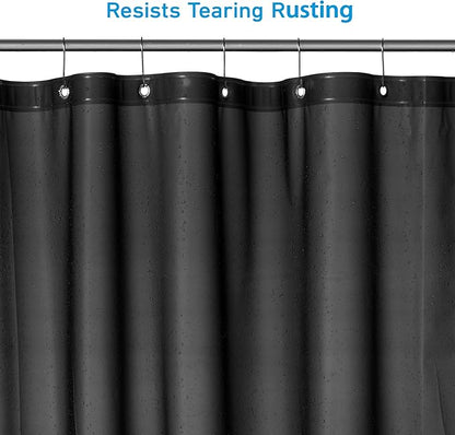 EHZNZIE Shower Curtain Liner Light Weight PEVA, Shower Liner 72x72 Inches, Waterproof, No Chemical Smell with 12 Rust Proof Metal Grommets for Bathroom Shower Curtain, Black