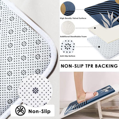 Bathroom Sets with Shower Curtain and Rugs, 4 Pcs, Boho Modern | Geometric Abstract Mid Century Bathroom Decor Set with Toilet Lid Cover, Non-Slip Bath Mats and Accessories 12 Hooks