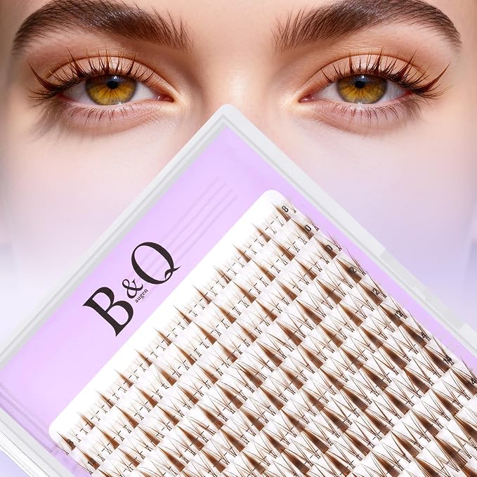 B&Q Brown Lash Clusters Blonde Brown Eyelash Cluster for Light Hair, MochaLash Cluster Eyelash Extensions Soft Browns False Eyelashes Comfortable Eyelash Clusters Perfect for Occasions（MochaLash 04）