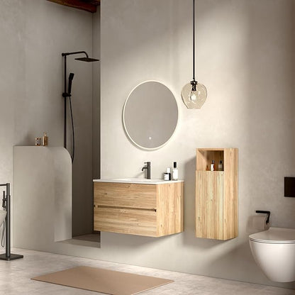 30'' Floating Bathroom Vanity with Sink Combo, Medium Bathroom Cabinet with 2-Soft Close &Large Storage Drawers, for Small Space, Apartment, Hotel, Rough Oak