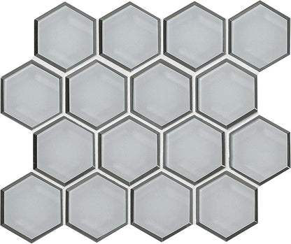 MSI Ice Hexagon Beveled Glass Mesh-Mounted Mosaic Tile for Bathroom, Kitchen Backsplash, Accent Wall Tile, and Shower Wall Tile