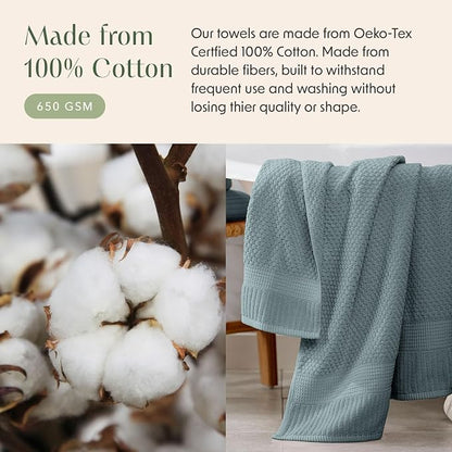 4 Pack 100% Cotton Bath Towels | Green Towels | Oeko‑TEX Standard 100 | Soft & Absorbent, Quick‑Dry | Trinity Collection - Stormy Sea