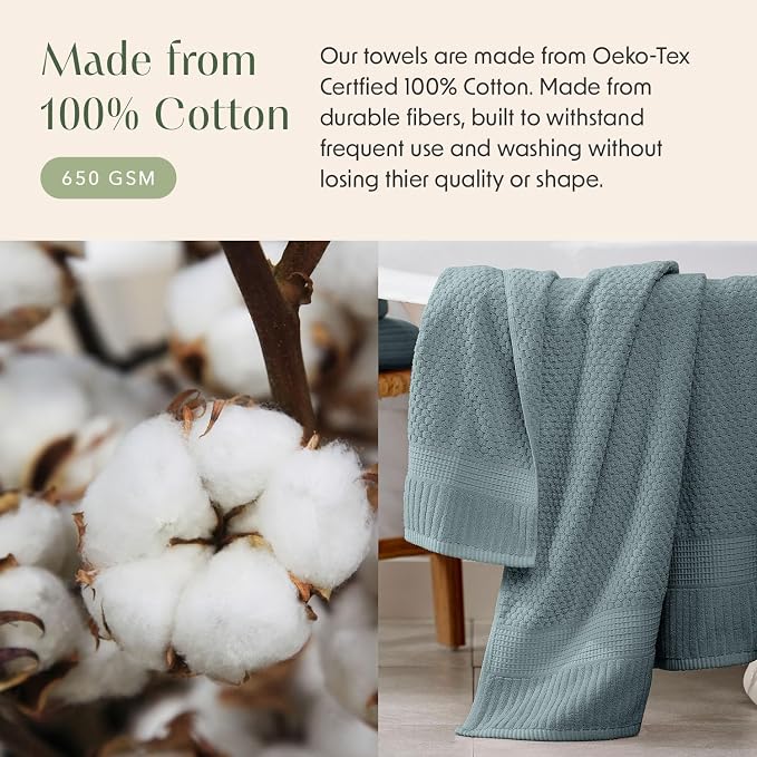 100% Cotton 6 Piece Bath Towel Set | Green Towels | Oeko‑TEX Standard 100 | Soft & Absorbent, Quick‑Dry | Trinity Collection - Stormy Sea