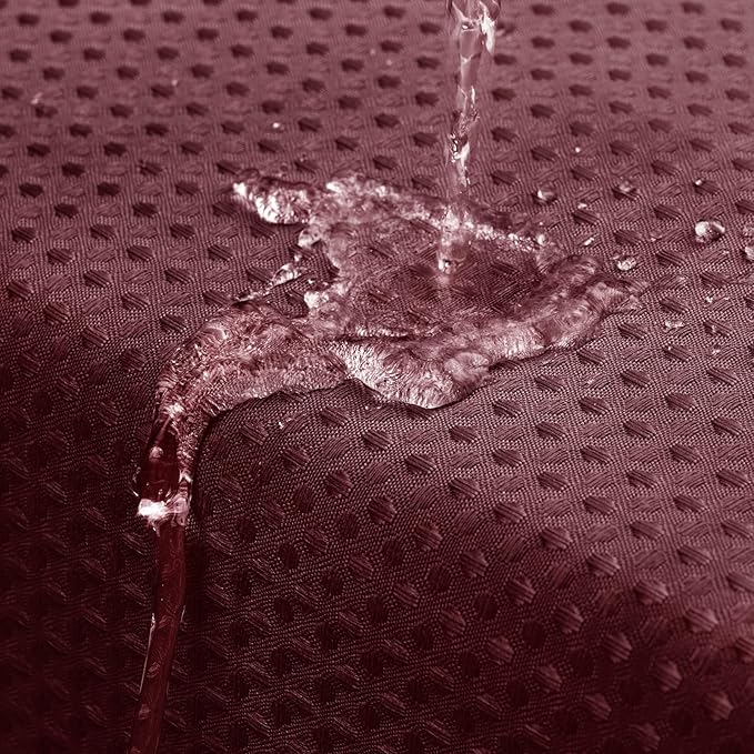 MitoVilla Burgundy Waffle Fabric Shower Curtain, Modern Waffle Weave Textured Shower Curtains for Luxury Bathroom Decor, Wine Red Heavy Bathroom Shower Curtain, 72 x 72