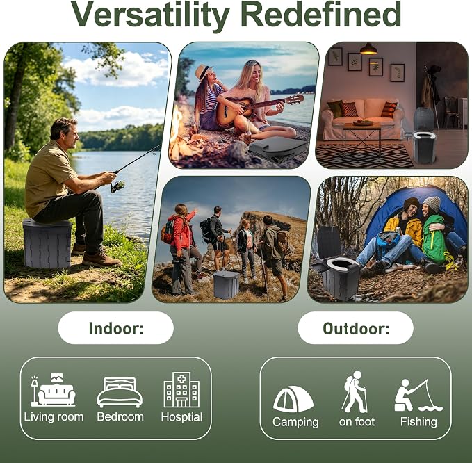 Portable Toilet for Camping, 12.6" H Capacity 450LBS Porta Potty for Adults
