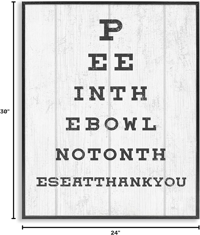 Humor Bathroom Eye Chart, 24 x 30 Inch Framed Giclée Print | Stupell Industries · By Lil' Rue · Ready to hang · Easy gift for bath or laundry · Made in USA