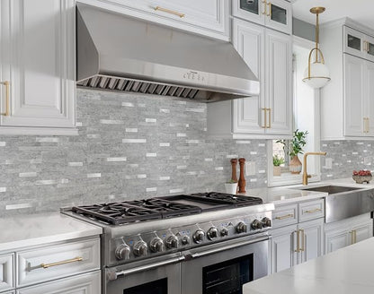 StyloVue 2 Sheets Peel and Stick Backsplash for Kitchen, Slate Gray with Metal Silver Look Stick on Tile Upgrade Your Kitchen Backsplash, RV, Fireplace