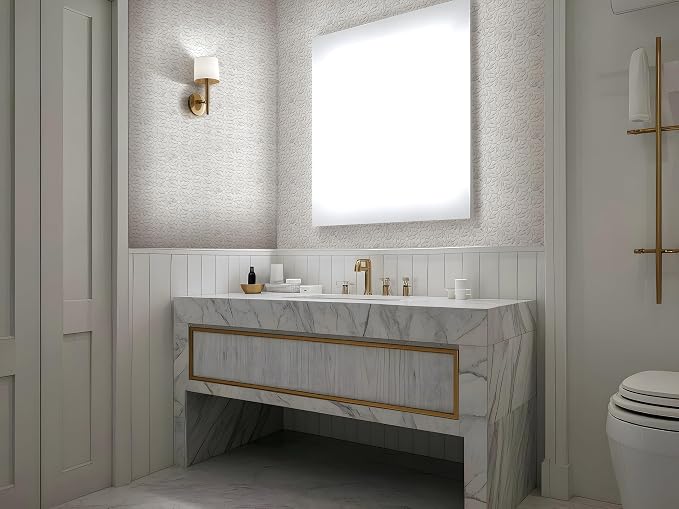 5 Sheets Marble Flowers Mosaic Wall and Floor Tiles for Bathroom and Kitchen 12.2 * 12.6 Inches 1.07 sq.ft (Brushed Marble)