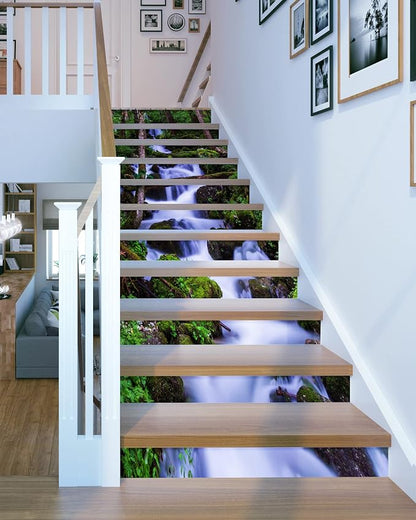 FLFK Stair Riser Decals - Stair Stickers Decals Peel and Stick,Waterfall Stair Decals Self-Adhesive for Home Decor, 39.3" W x 7.08" H x 13Pcs