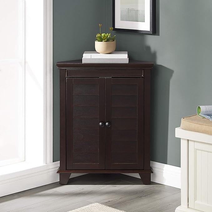 Crosley Furniture Lydia Corner Storage Cabinet and Bathroom Organizer with Shelves, Espresso