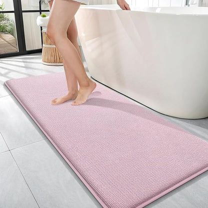OLANLY Memory Foam Bathroom Runner Rugs 47x17, Long Bath Mats, Dusty Rose | Soft Quick Dry Bath Rugs, Non-Slip, Absorbent Machine Washable Mat for Bathroom Floor, Tub and Shower, Home Decor Accessories