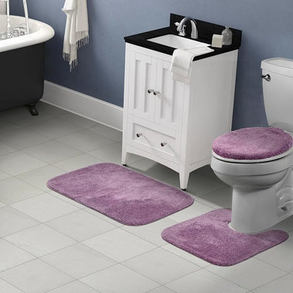 Garland Rug Traditional Nylon Washable Purple 3 Piece Set - Lid, Contour, Bath Rug - Soft, Absorbent, and Stylish for Your Bathroom