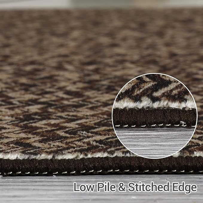 Washable Runner Rug 2x6 Hallway Rug Runner Non Slip Bath Mat Modern Soft Farmhouse Throw Rugs Kitchen Rugs Stain Resistant Carpet for Bedroom Entryway Indoor 2'x6' Black/Brown