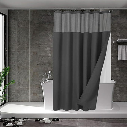 N&Y HOME Waffle Weave Shower Curtain with Snap Liner 71x72, Graphite Gray | 12 Metal Hooks Included, Snap on Fabric Liner, Mesh Window, Washable, Hotel Style Shower Curtain Set for Bathroom