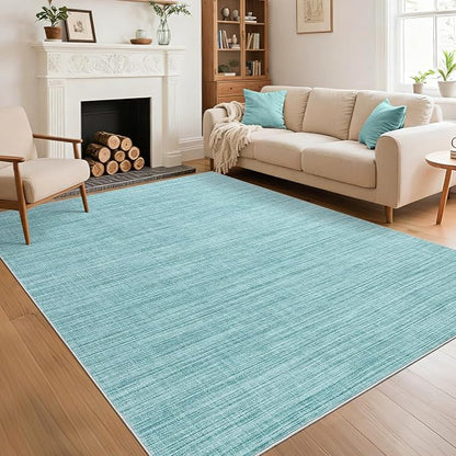 Garvee 5x7 Modern Solid Color Washable Rug for Entryway Indoor, Blue | Non Slip Backing Stain Resistant Non Shedding Low Pile Soft Neutral Area Rugs for Living Room Bedroom Dining Room Nursery