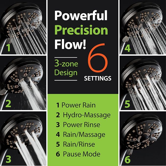 AquaDance High Pressure Luxury 6-mode Spiral Ergonomic Handheld Shower Head | Anti-clog Jets, Premium Stainless Steel Hose & Adjustable Bracket for the Ultimate Shower Spa Experience! / Bronze