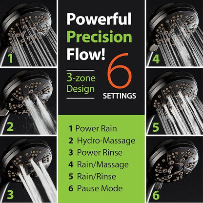 AquaDance High Pressure Luxury 6-mode Spiral Ergonomic Handheld Shower Head | Anti-clog Jets, Premium Stainless Steel Hose & Adjustable Bracket for the Ultimate Shower Spa Experience! / Bronze