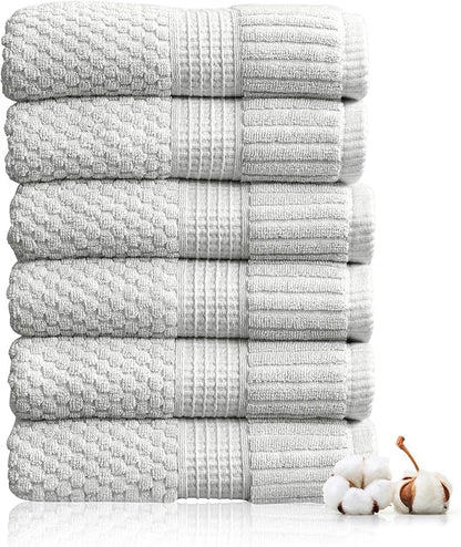 6 Pack 100% Cotton Hand Towels | Grey Towels | Oeko‑TEX Standard 100 | Soft & Absorbent, Quick‑Dry | Trinity Collection - Quiet Grey