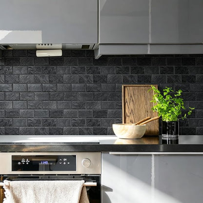 Peel and Stick Subway Tiles, Matte Black Self-Adhesive Backsplash