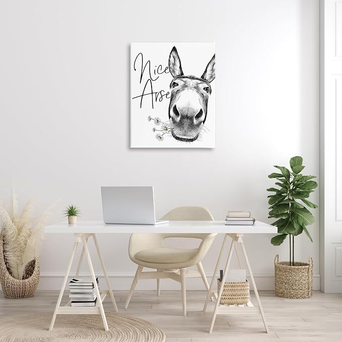 Funny Donkey Bathroom Comic, 30 x 40 Inch Canvas Wall Art | Stupell Industries | 30 x 40 Inches, Easy to Hang and Sturdy, Made in USA, by Lettered and Lined