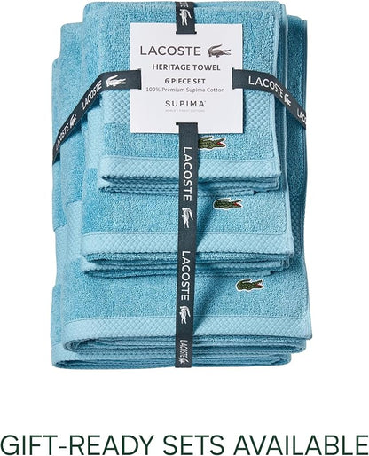 Lacoste Heritage 100% Supima Cotton Hand Towel, Celestial, 16" x 30" – Highly Absorbent & Quick Drying, Premium Super Soft Bath Towel, Bathroom Essential, Gift for All Occasions, Machine Washable