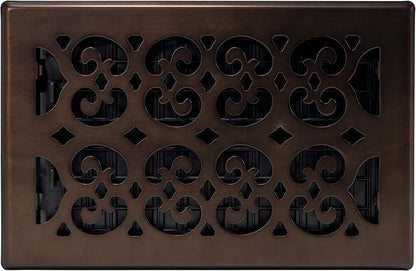 Decor Grates Metal Scroll Decorative Air Vent Cover 6x10 Floor Register–Adjustable Control Lever–AC Floor Vent Cover for Home_Floor Vents–Fits 6 x 10 Inch Opening–Rubbed Bronze (SPH610-RB) (Pack of 5)