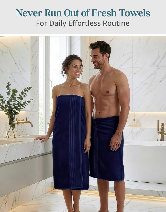 Casa Platino Bath Sheet Set 100% Cotton 4 Pack Soft Absorbent - Navy Blue | Cotton Bath Sheets - Oversized & Roomy, Lightweight & Breathable, Fade-Resistant Color, Classic Terry Weave, Densely Woven