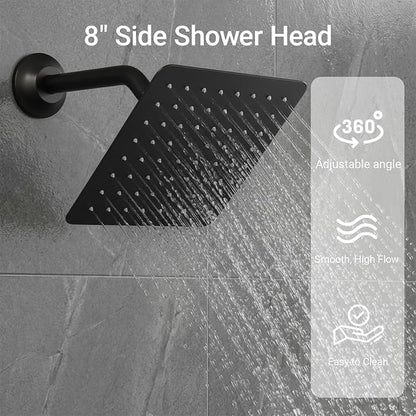 16X26 inch Rainfall Shower System Matte Black Shower Faucet Set | Temperature Display Shower Faucet with 6 Body Jet, 8 inch Wall Mounted Shower Head and Handheld Set