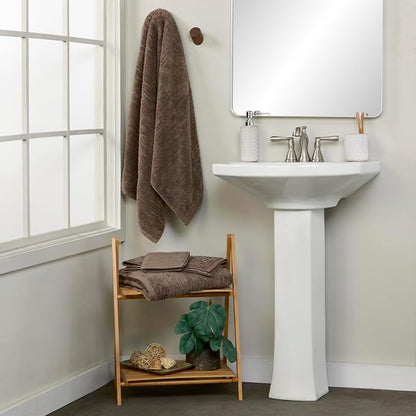 SKL Home CloudSoft Washcloth Set, 4-Piece, 100% Cotton Luxury, Mink Brown | Premium spa-level quality. 520 GSM weight. Ultra plush & absorbent.