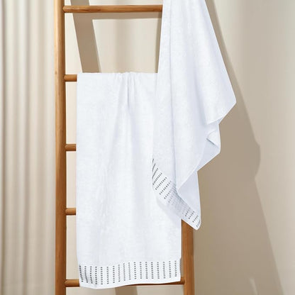 Cotton 2 Pack Oversized Bath Towel Set 28x55 inches, Large Bath Towels, Ultra Absorbant Compact Quickdry & Lightweight Towel, Ideal for Gym Travel Camp Pool - White