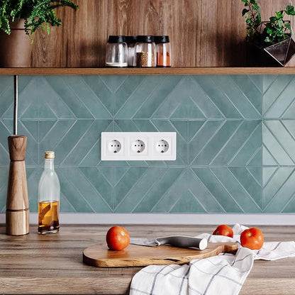 STICKGOO Herringbone Peel and Stick Backsplash, Blue Teal, 10 Sheets | 12.6 x 9.7 in, Thicker Rectangular Vinyl Stick-On Wall Tiles, Easy Alignment, Waterproof, Easy to Clean, Kitchen/Bathroom