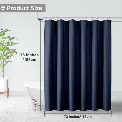 OVZME Berry Blue Shower Curtain, Embossed Textured Fabric Shower Curtain for Bathroom - Soft Cloth & Hotel Spa Luxury, Water Repellent, Machine Washable Long Shower Curtain, 72X78, Navy Blue