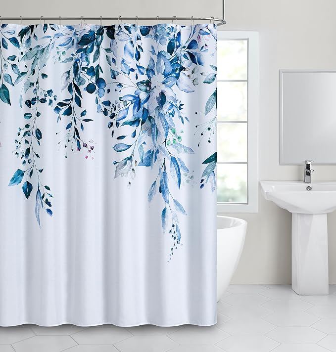 Dainty Home Whisper 3D Textured Weave Shower Curtain for Bathroom 70" x 72" Water-Resistant Washable Polyester Blend Fabric Bath Curtain, Decorative Bathroom Décor