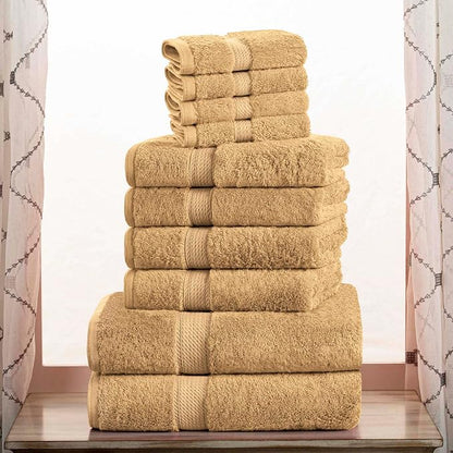 Superior Egyptian Cotton Ultra Plush & Absorbent, 10 Piece Set, Toast | Quick Dry, Soft Luxury Towel Set, Bath Essentials, Guest Bath, Spa, 2 Bath, 4 Hand, 4 Face Towels, Madeline Towels