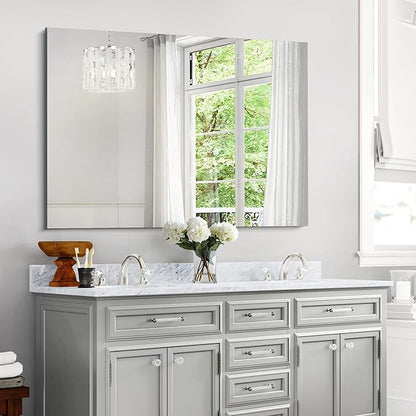 KOCUUY Frameless Mirror, 30"x40" Bathroom Mirror for Over Sink, Unframed Vanity Mirror, Large Rectangle Mirror for Wall, Upgraded Shatterproof, Wall Mirror for Bathroom, Bedroom, Living Room, Entryway